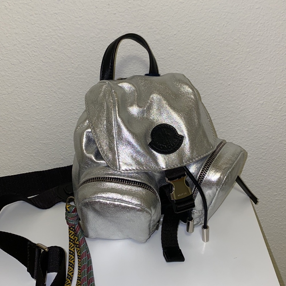 Moncler Silver Leather Mini Dauphine Backpack - Picture 2 of 5